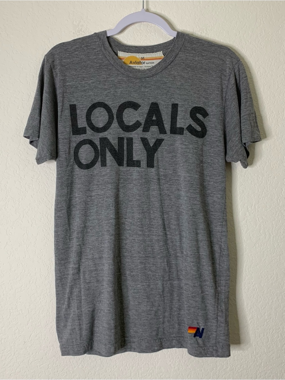 Aviator nation Womens gray locals only T-shirt M